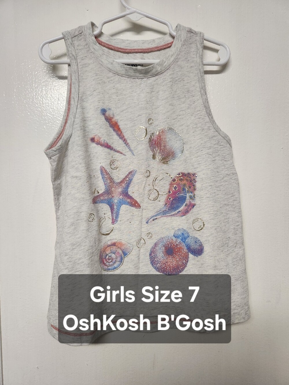 Girls Size 7 Seashell Tank Top OskKosh B'Gosh